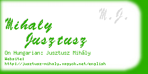 mihaly jusztusz business card